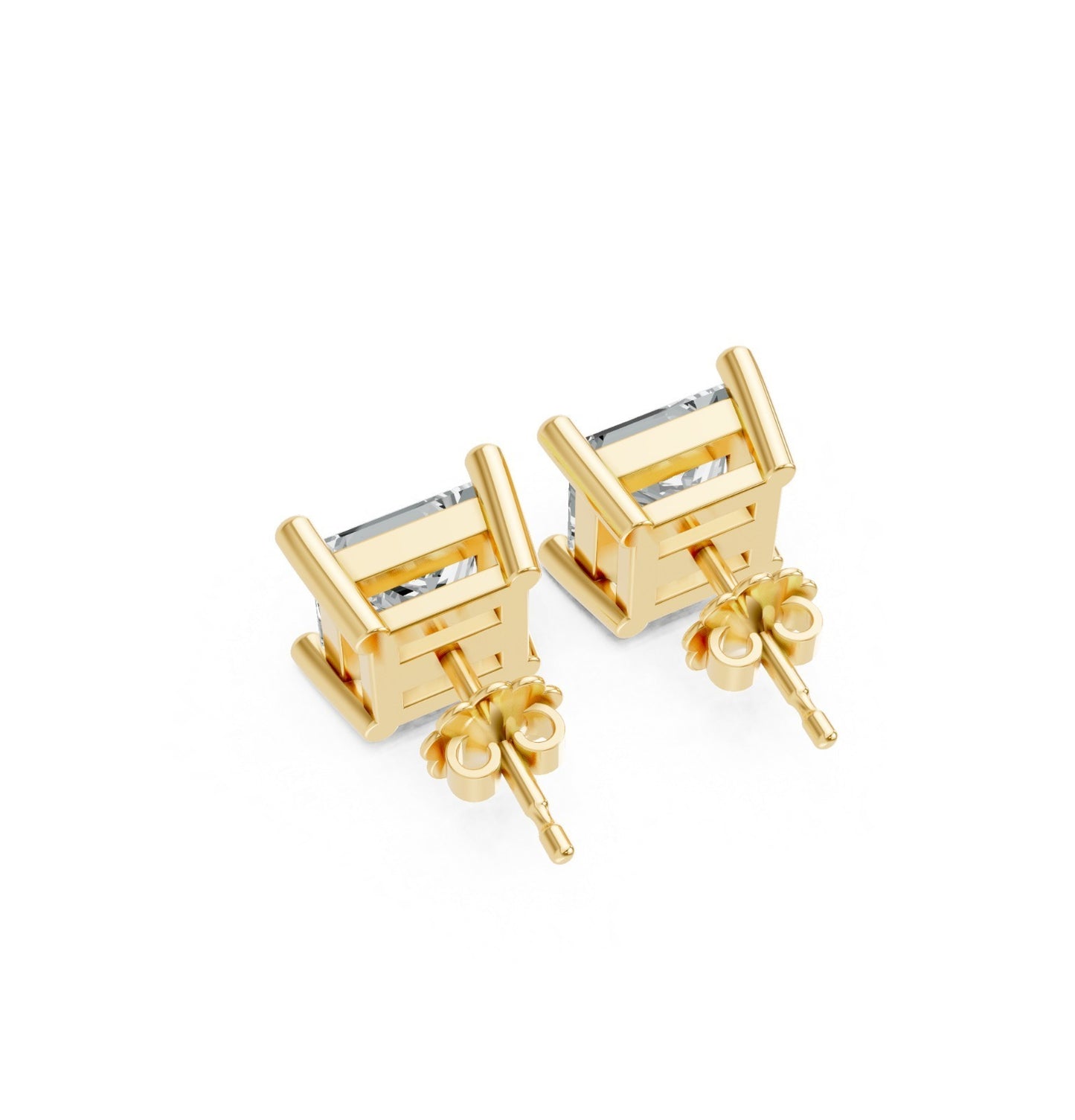 Princess Shape Lab Grown Diamond 4-prong Push-Back Studs in 10K / 14K Gold