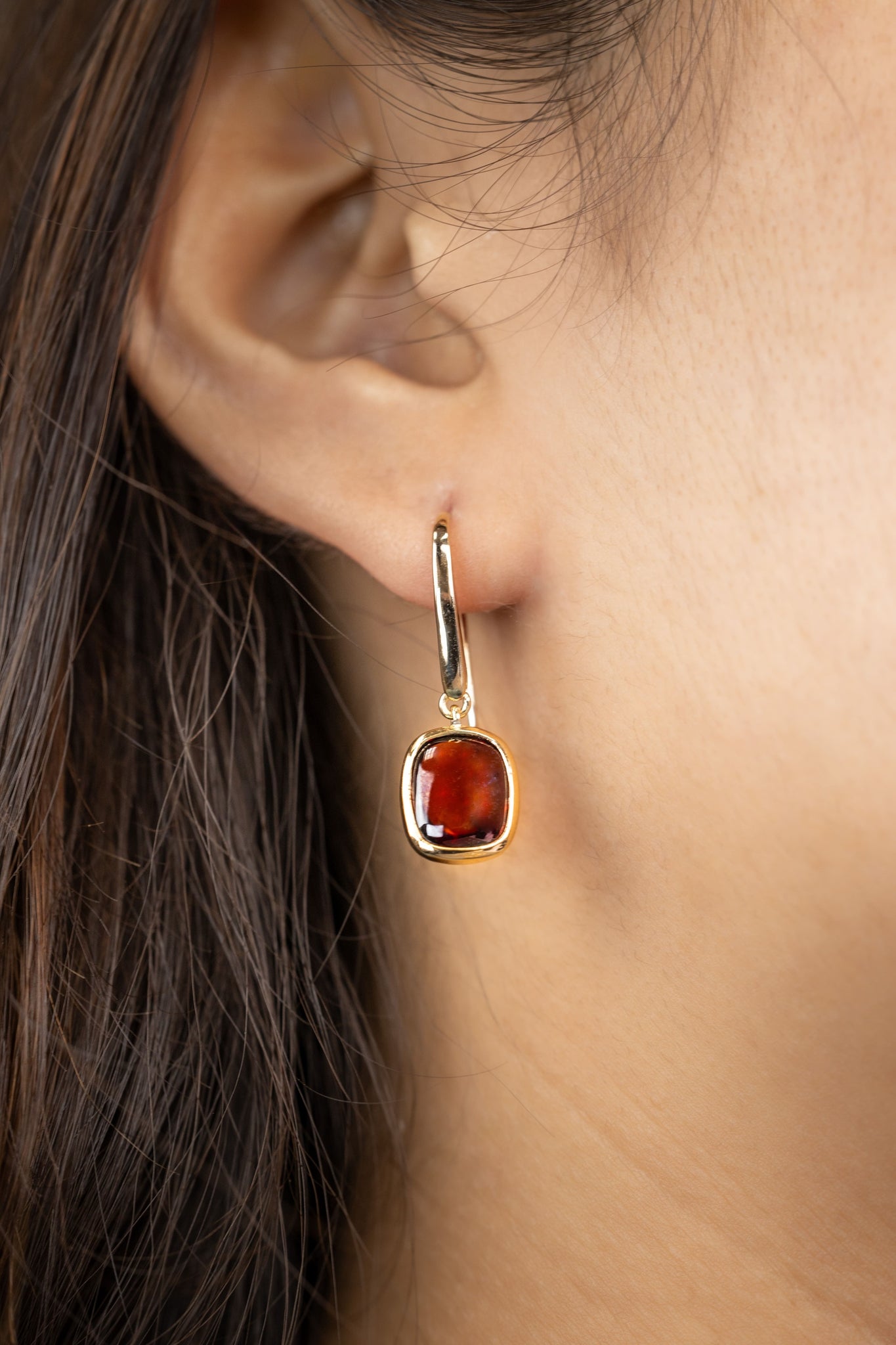 CANDY COLLECTION EARRINGS WITH 2 GARNET 7.01CTW 18K GOLD VERMEILE ON SILVER
