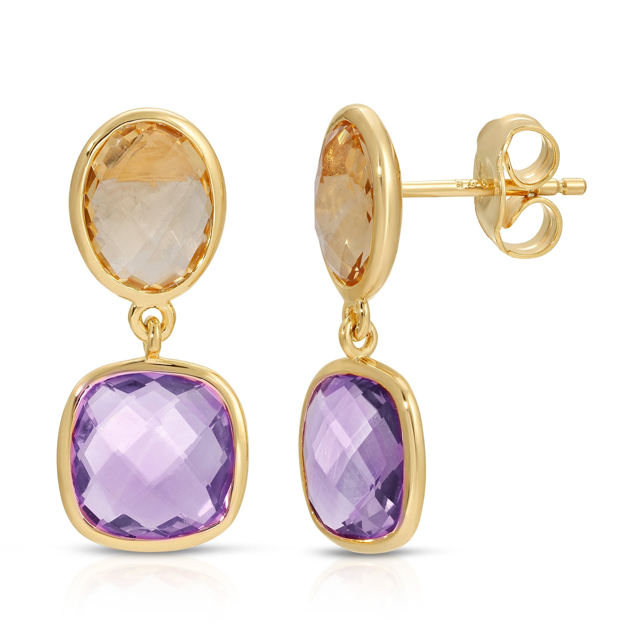 Color Candy Collection Earrings 8.16 ctw with 4 Oval Shape Dual Multi Gemstone on 2.118 gr Gold Plated Silver