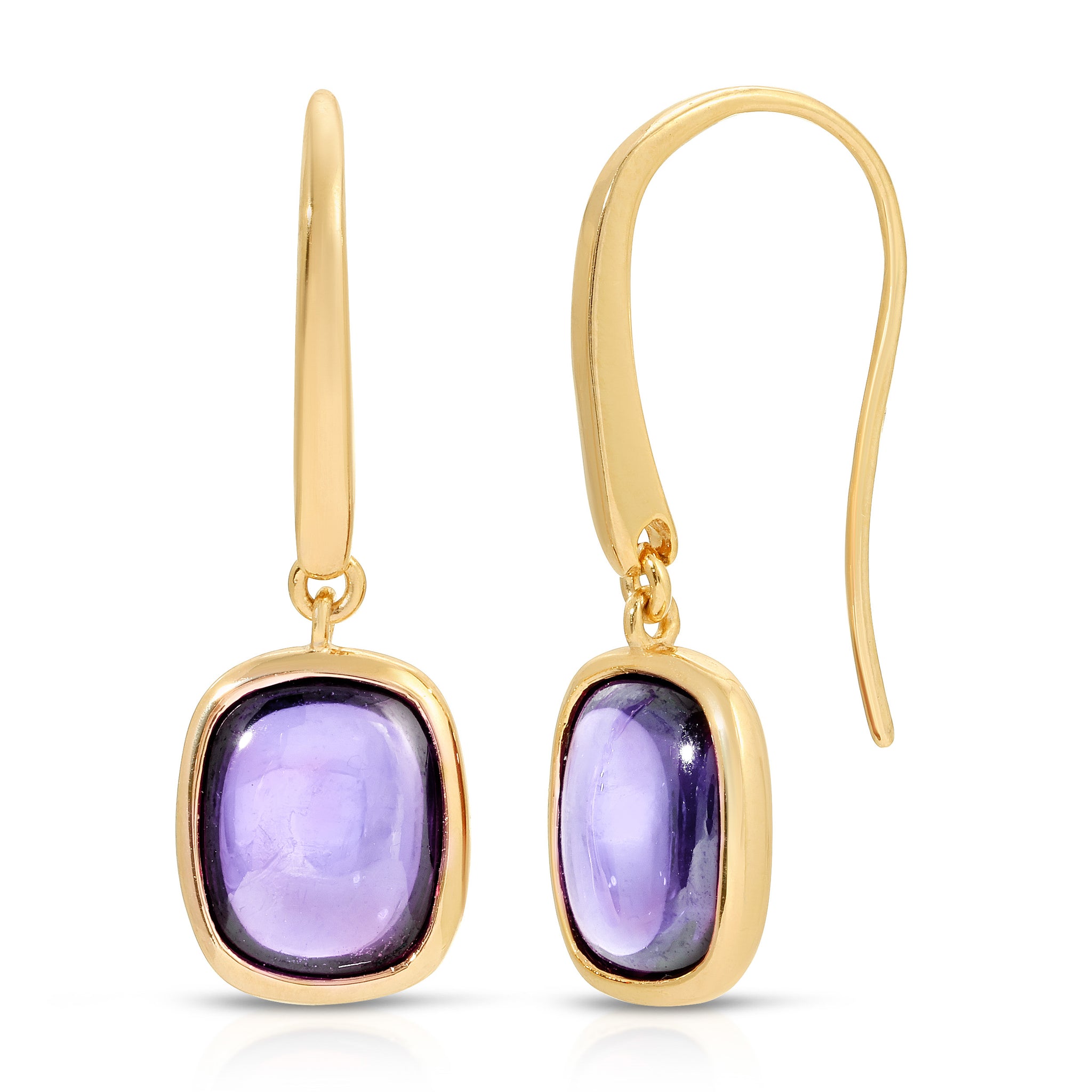 Color Candy Collection Earrings 5.54 ctw with 2 Round Shape Amethyst on 2.21 gr Gold Plated Silver