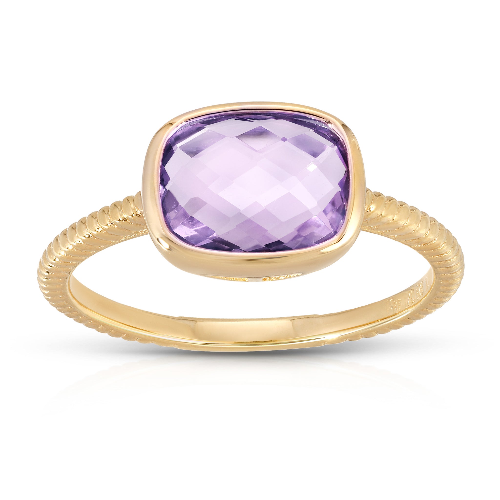 Color Candy Collection Ring 1.58 ctw with 1 Oval Shape Amethyst on 1.64 gr Gold Plated Silver