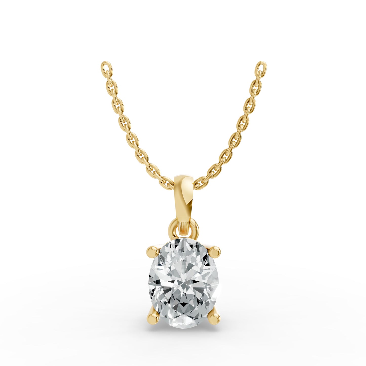 Oval Shape Lab Grown Diamond 4-prong Pendant in 925 Silver