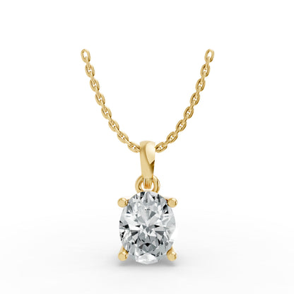 Oval Shape Lab Grown Diamond 4-prong Pendant in 925 Silver
