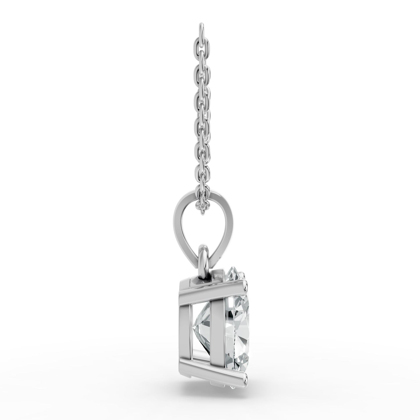 Oval Shape Lab Grown Diamond 4-prong Pendant in 925 Silver