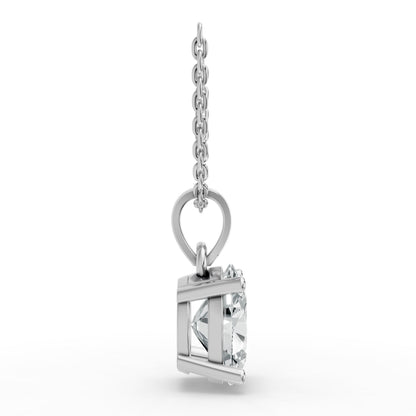 Oval Shape Lab Grown Diamond 4-prong Pendant in 925 Silver