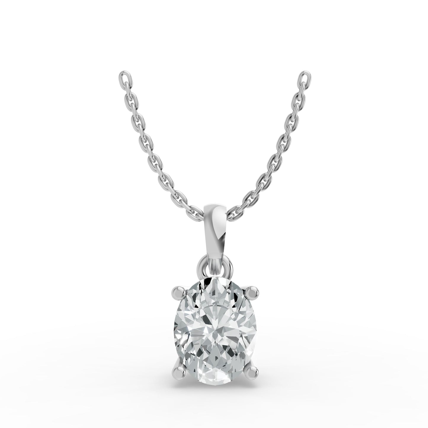 Oval Shape Lab Grown Diamond 4-prong Pendant in 925 Silver