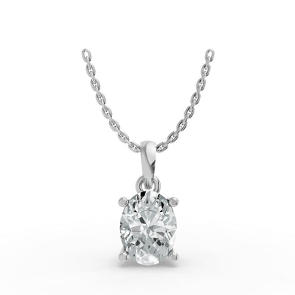 Oval Shape Lab Grown Diamond 4-prong Pendant in 925 Silver