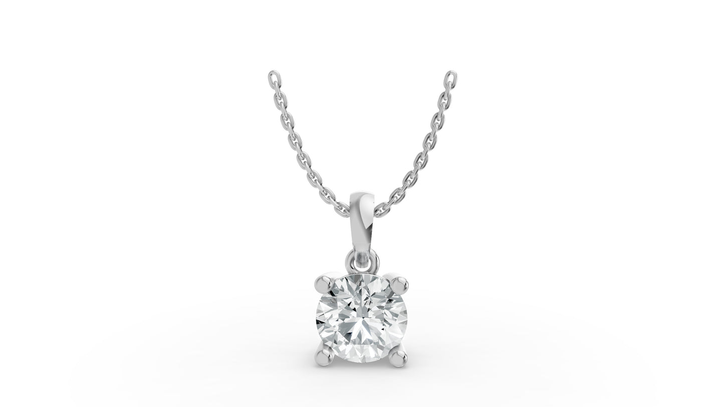 Round Shape Lab Grown Diamond 4-prong Pendant in 10K / 14K Gold