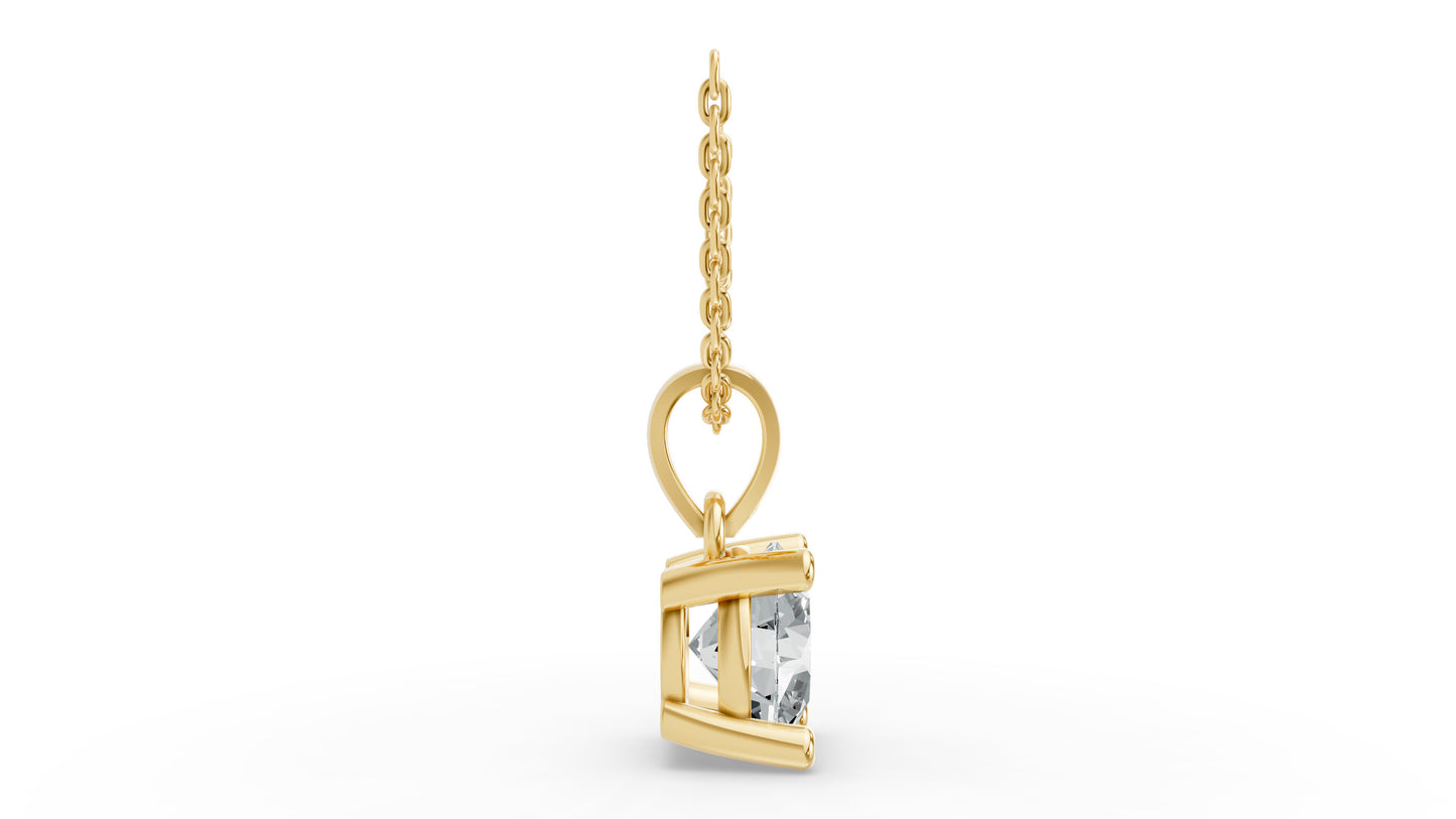 Round Shape Lab Grown Diamond 4-prong Pendant in 10K / 14K Gold