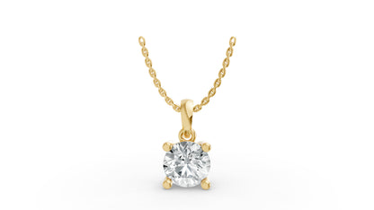 Round Shape Lab Grown Diamond 4-prong Pendant in 10K / 14K Gold