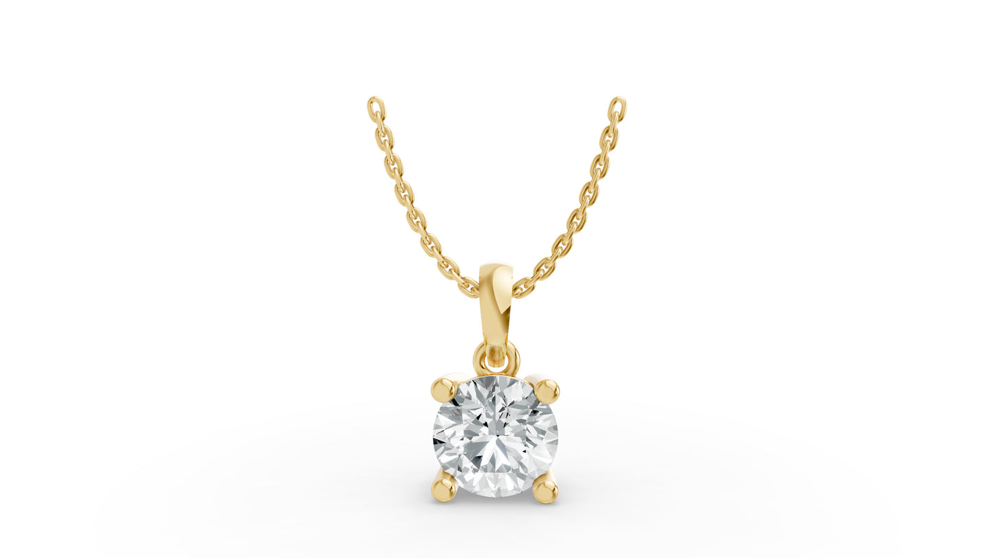 Round Shape Lab Grown Diamond 4-prong Pendant in 925 Silver