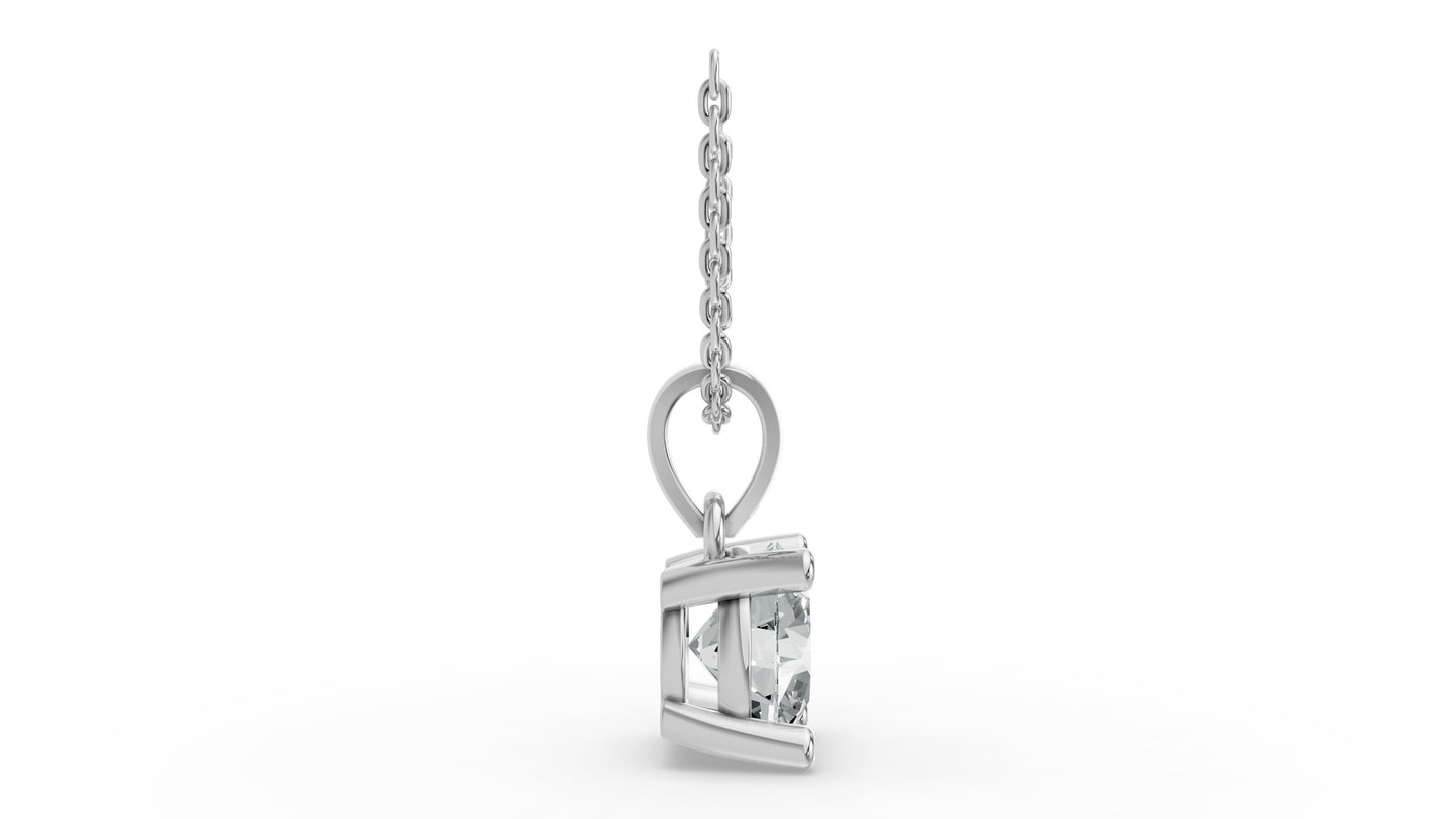 Round Shape Lab Grown Diamond 4-prong Pendant in 925 Silver