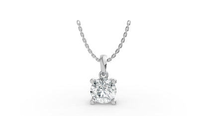 Round Shape Lab Grown Diamond 4-prong Pendant in 925 Silver