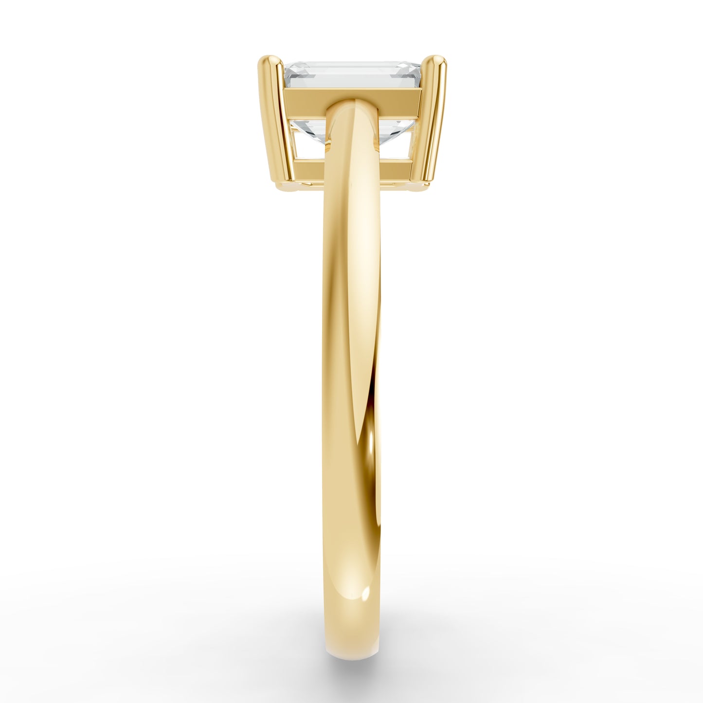 0.50CT Emerald Shape Lab Grown F Diamond in 14K Gold Ring