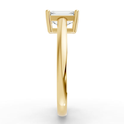 0.50CT Emerald Shape Lab Grown F Diamond in 14K Gold Ring