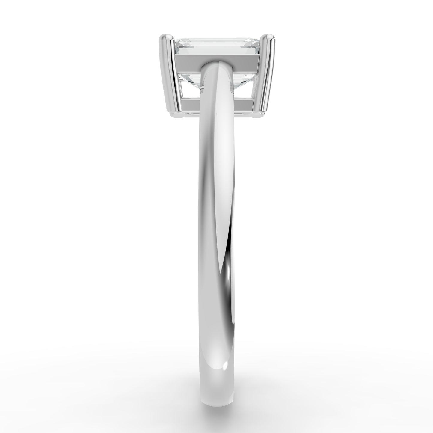 0.50CT Emerald Shape Lab Grown F Diamond in 14K Gold Ring