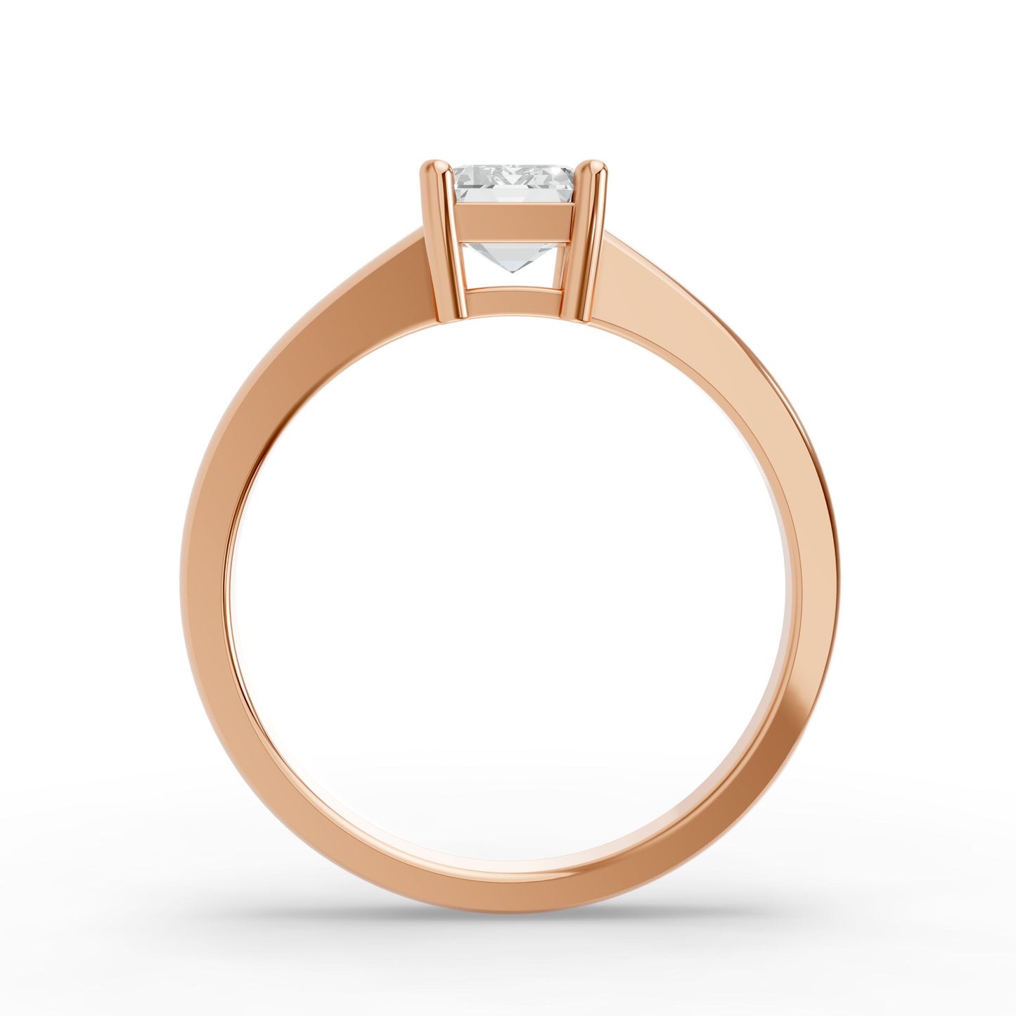 0.50CT Emerald Shape Lab Grown F Diamond in 14K Gold Ring