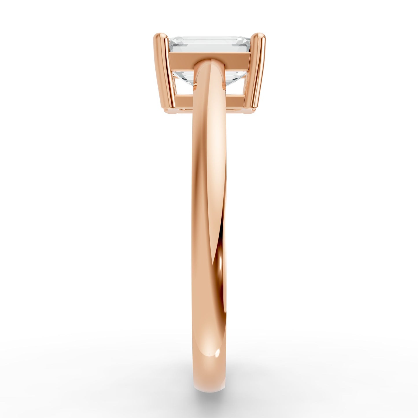 0.50CT Emerald Shape Lab Grown F Diamond in 14K Gold Ring