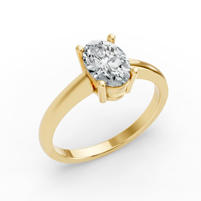 0.50CT Oval Shape Lab Grown F Diamond in 14K Gold Ring