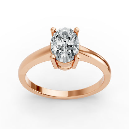 0.50CT Oval Shape Lab Grown F Diamond in 14K Gold Ring
