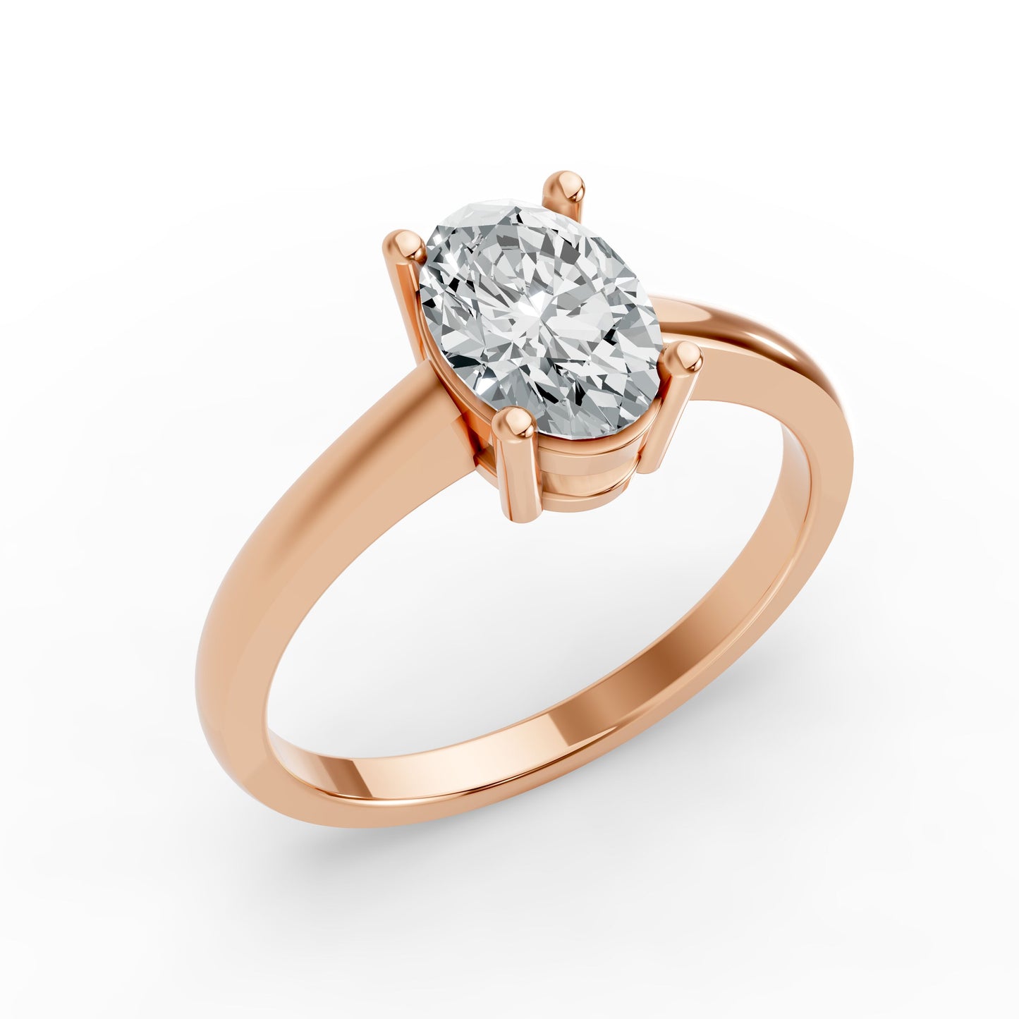 0.50CT Oval Shape Lab Grown F Diamond in 14K Gold Ring