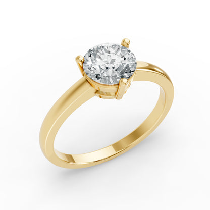 0.50CT Round Shape Lab Grown F Diamond in 14K Gold Ring