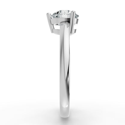 0.50CT Round Shape Lab Grown F Diamond in 14K Gold Ring