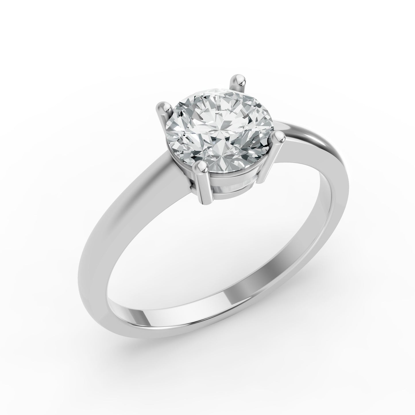 0.50CT Round Shape Lab Grown F Diamond in 14K Gold Ring