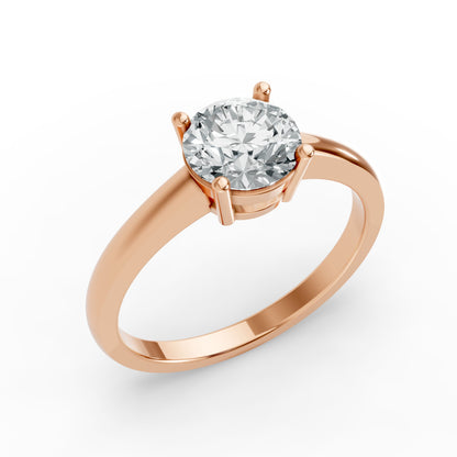 0.50CT Round Shape Lab Grown F Diamond in 14K Gold Ring