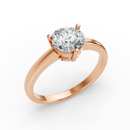 0.50CT Round Shape Lab Grown F Diamond in 14K Gold Ring