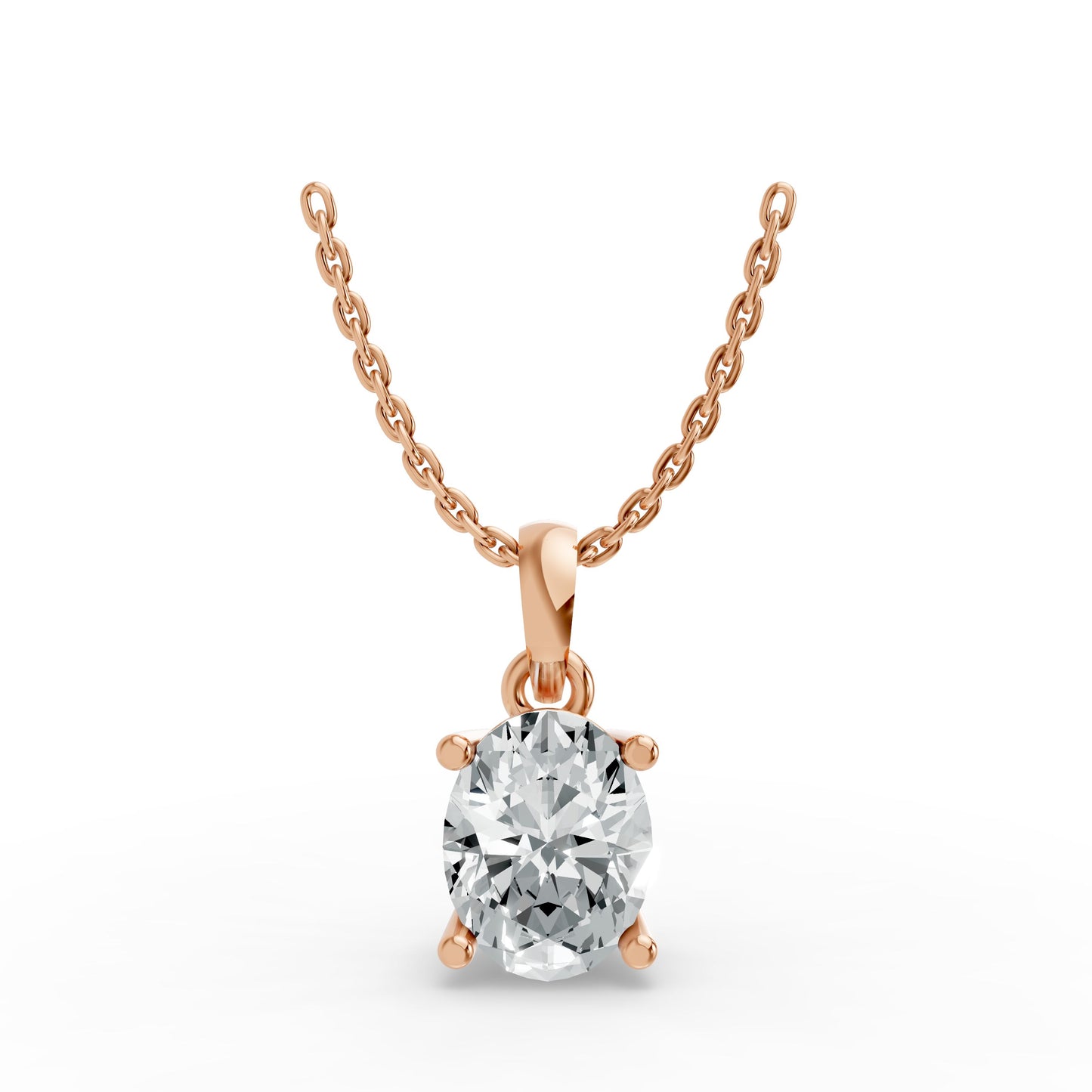 Oval Shape Lab Grown Diamond 4-prong Pendant in 925 Silver