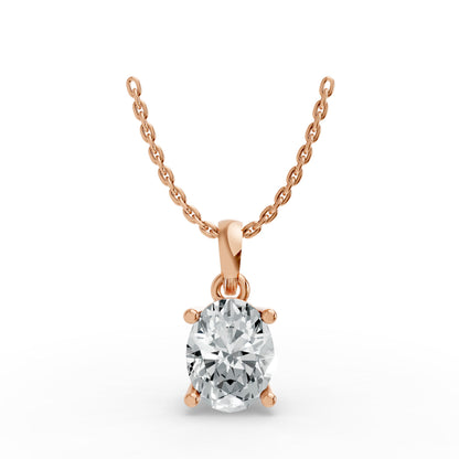 Oval Shape Lab Grown Diamond 4-prong Pendant in 925 Silver
