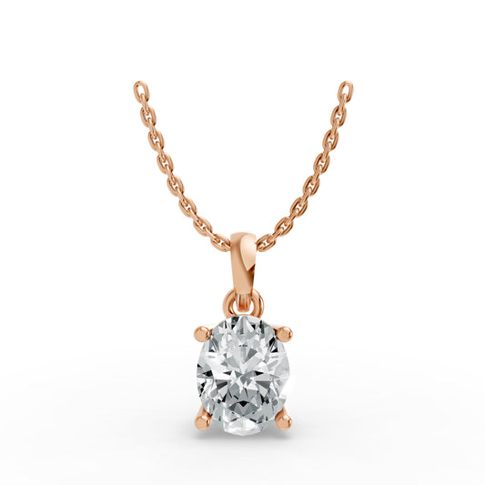 Oval Shape Lab Grown Diamond 4-prong Pendant in 925 Silver