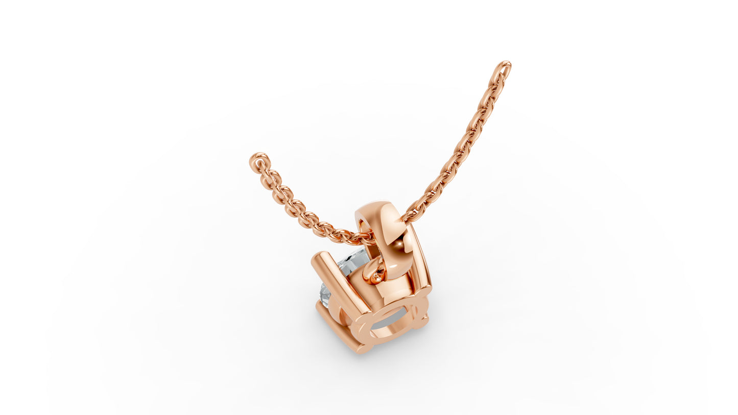 Round Shape Lab Grown Diamond 4-prong Pendant in 925 Silver