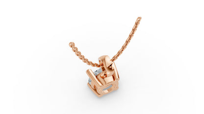 Round Shape Lab Grown Diamond 4-prong Pendant in 925 Silver