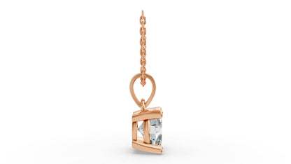 Round Shape Lab Grown Diamond 4-prong Pendant in 925 Silver