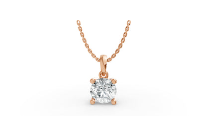 Round Shape Lab Grown Diamond 4-prong Pendant in 925 Silver