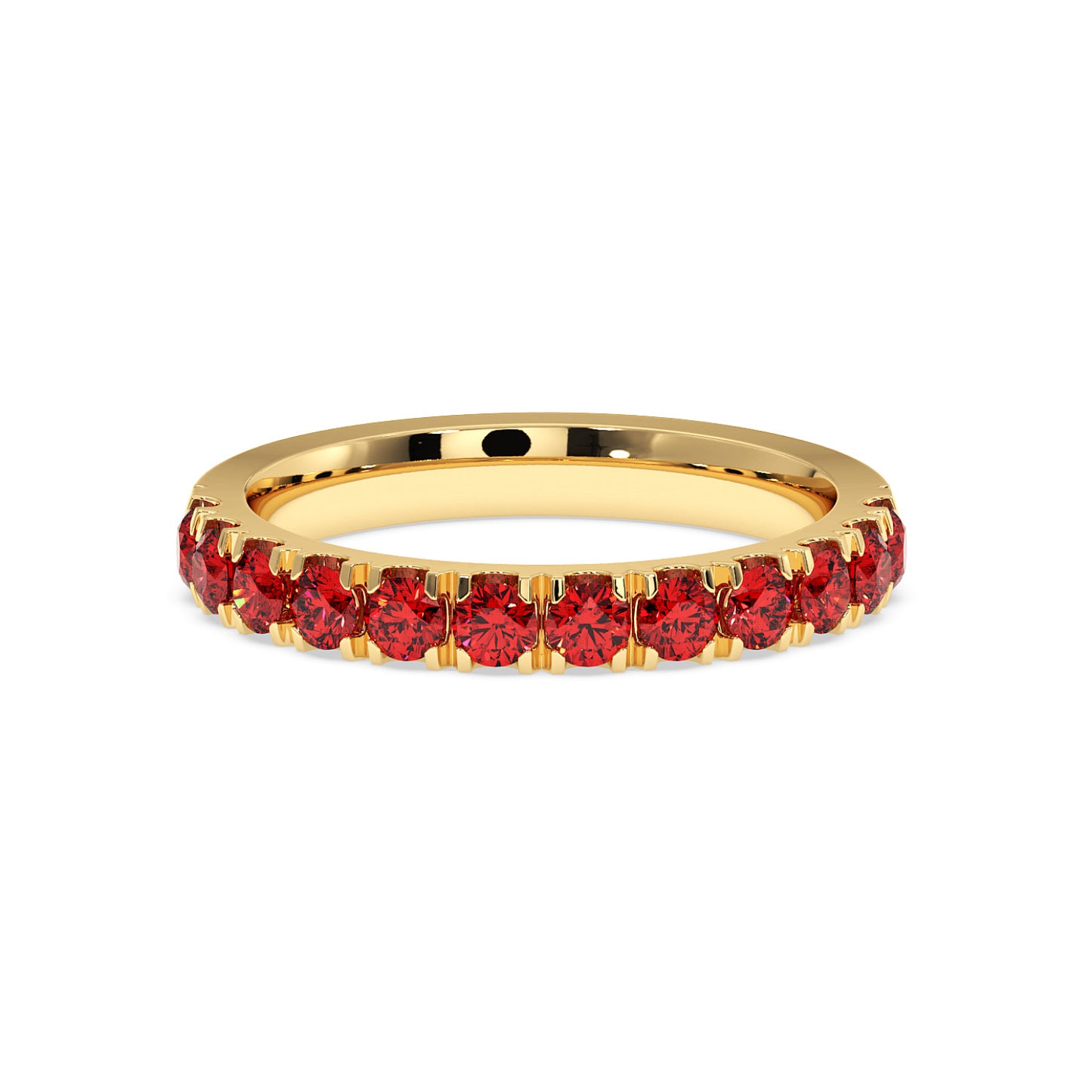 1CTW Round Shape Lab-Created Red Ruby in 14K Gold Ring