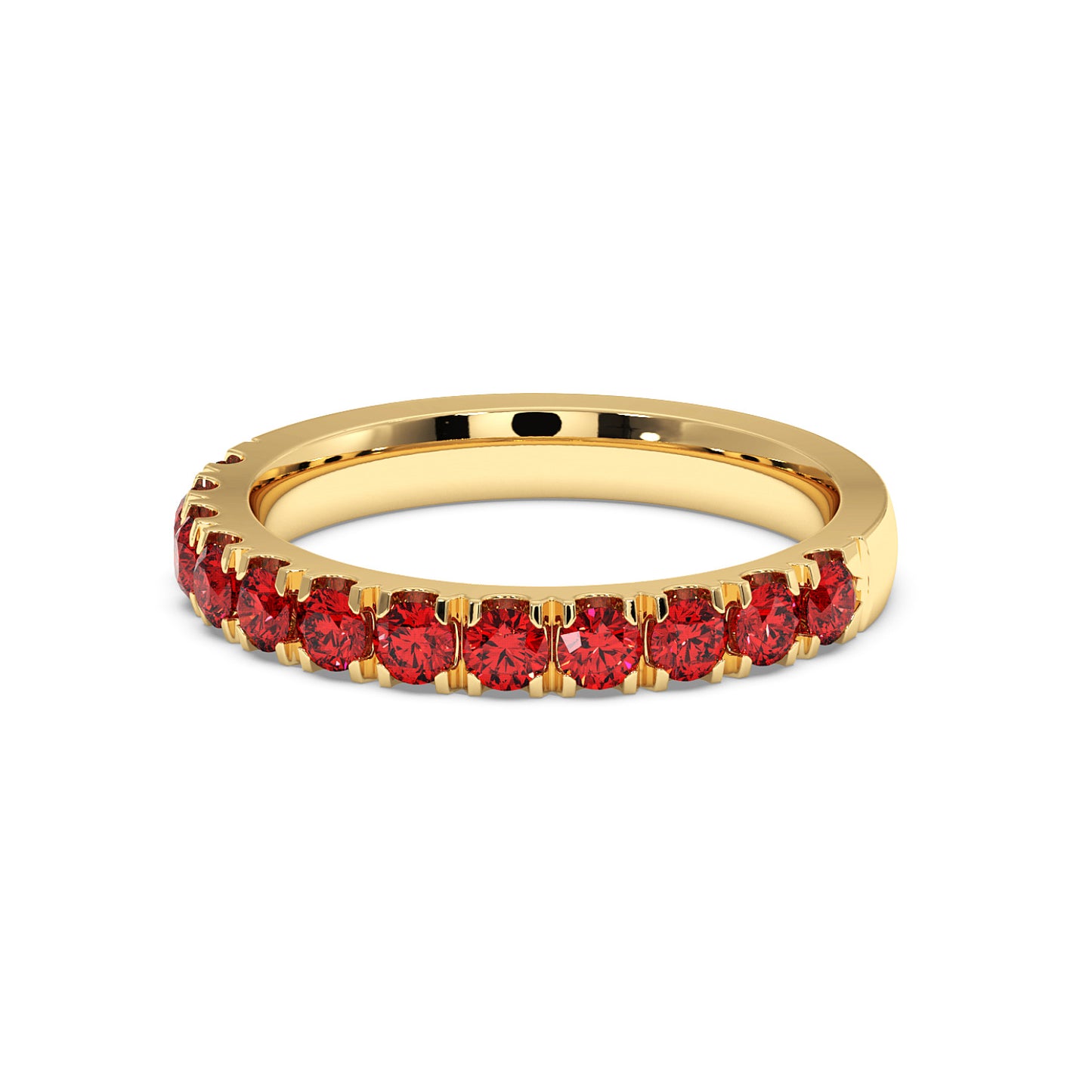 1CTW Round Shape Lab-Created Red Ruby in 14K Gold Ring