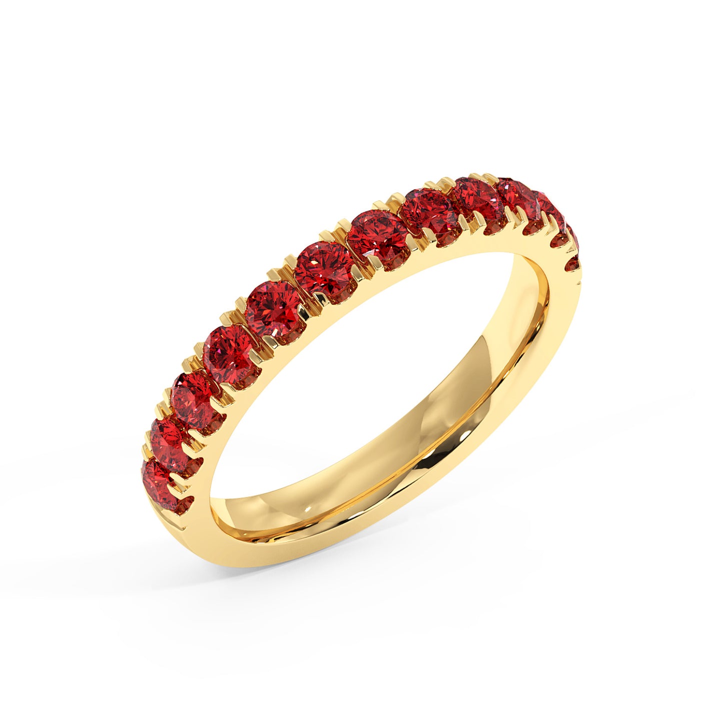 1CTW Round Shape Lab-Created Red Ruby in 14K Gold Ring