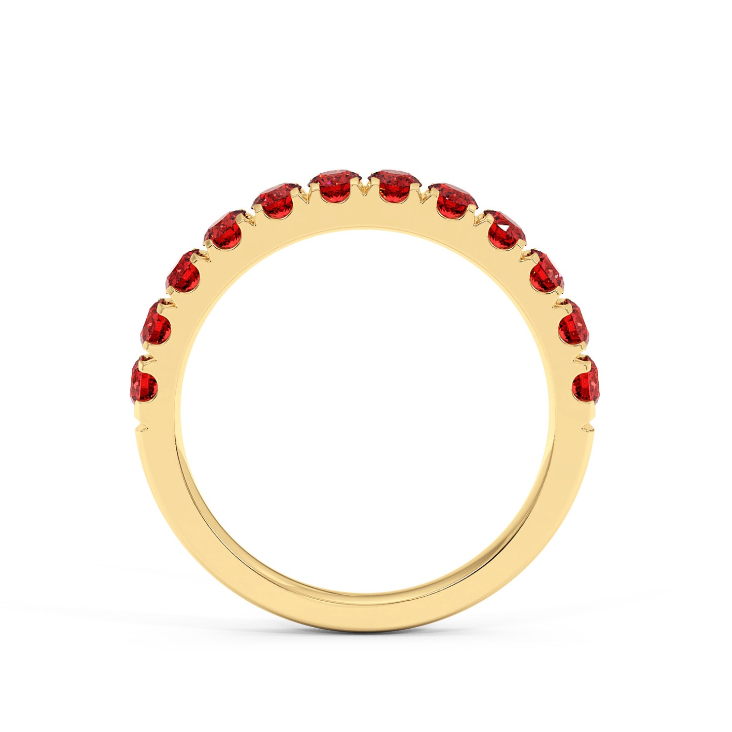 1CTW Round Shape Lab-Created Red Ruby in 14K Gold Ring