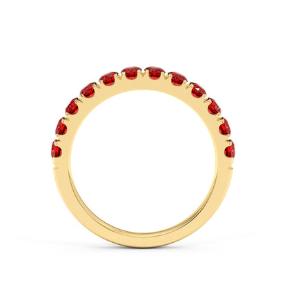1CTW Round Shape Lab-Created Red Ruby in 14K Gold Ring