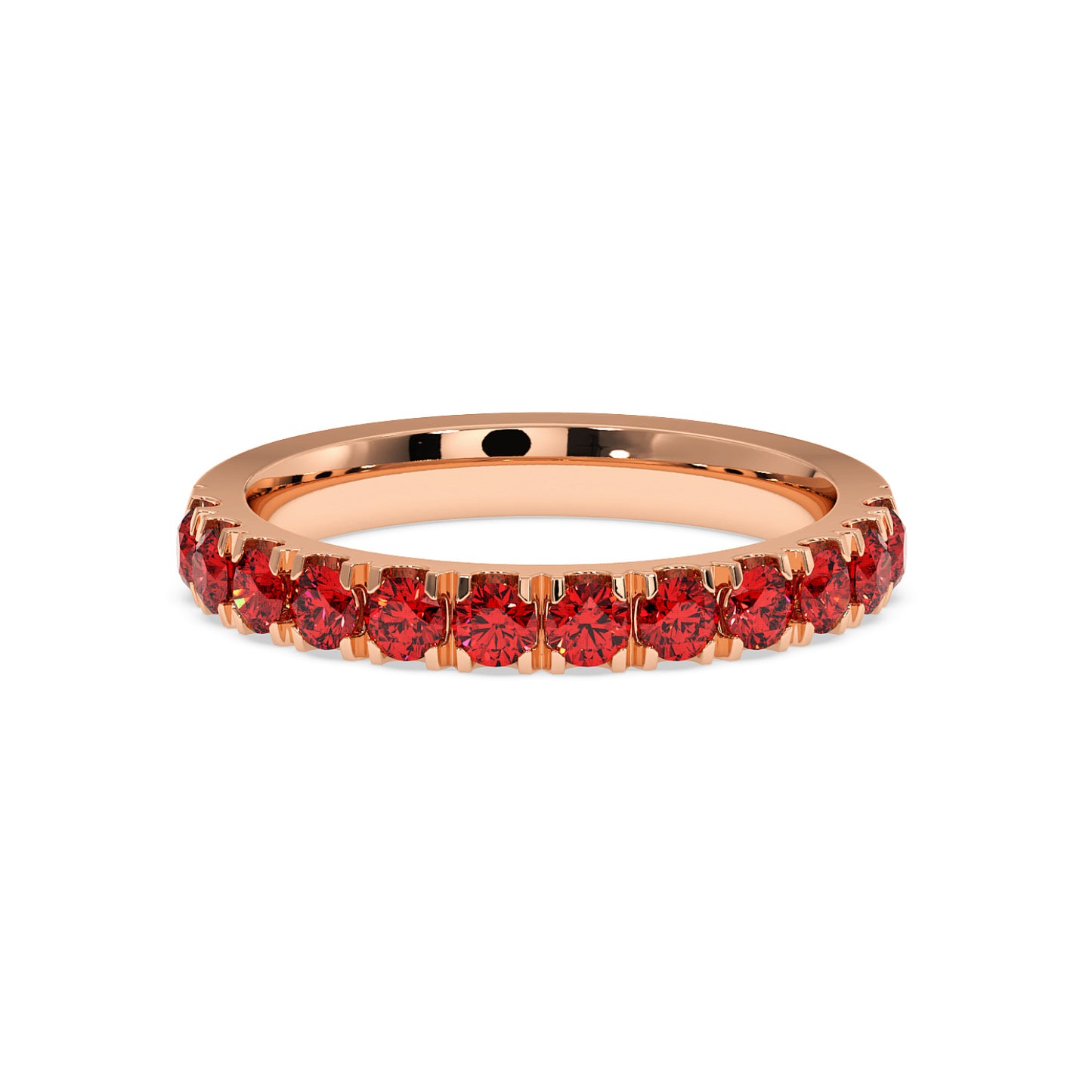 1CTW Round Shape Lab-Created Red Ruby in 14K Gold Ring