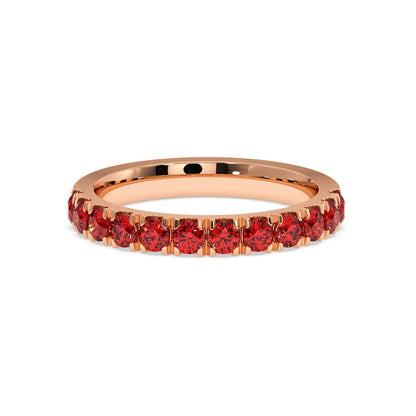 1CTW Round Shape Lab-Created Red Ruby in 14K Gold Ring