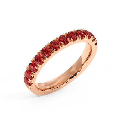 1CTW Round Shape Lab-Created Red Ruby in 14K Gold Ring