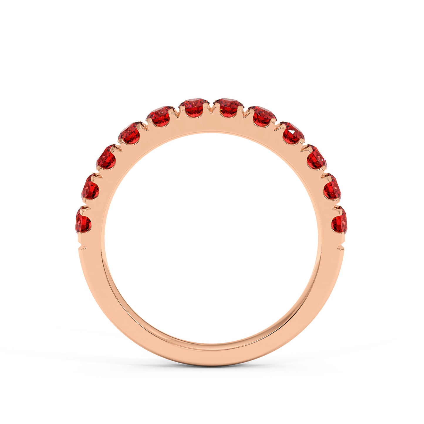 1CTW Round Shape Lab-Created Red Ruby in 14K Gold Ring