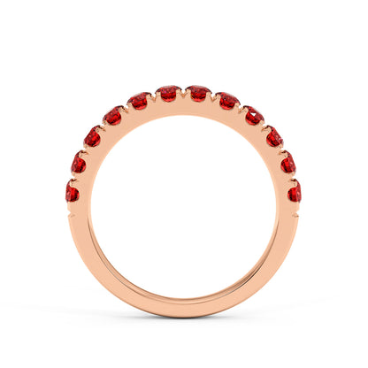 1CTW Round Shape Lab-Created Red Ruby in 14K Gold Ring