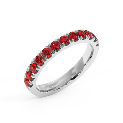 1CTW Round Shape Lab-Created Red Ruby in 14K Gold Ring