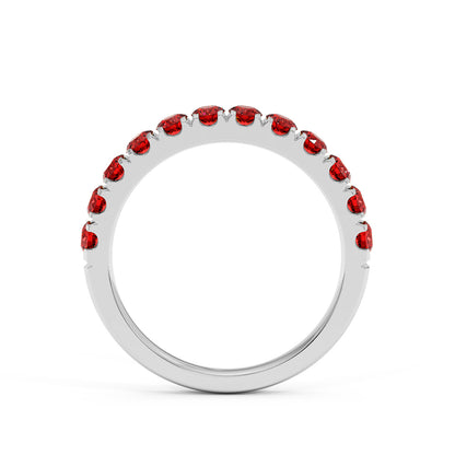 1CTW Round Shape Lab-Created Red Ruby in 14K Gold Ring