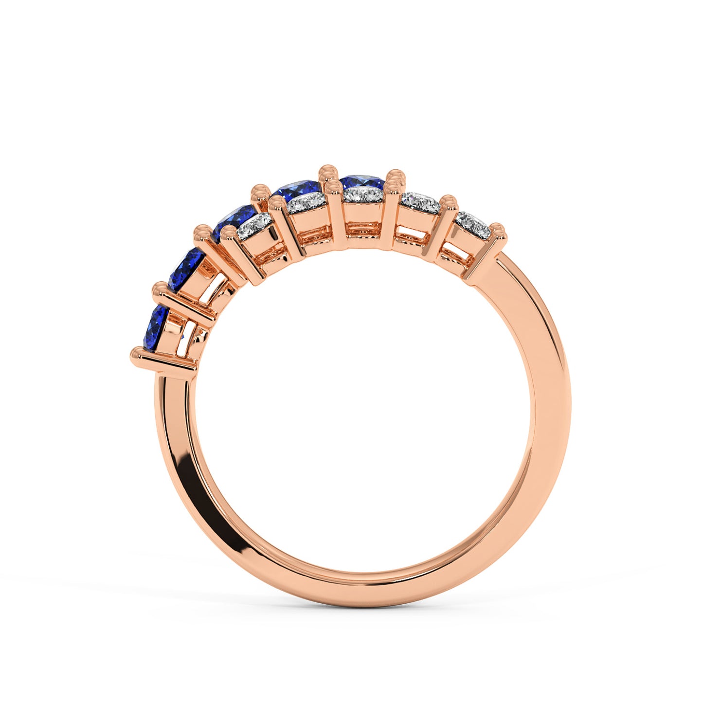 0.75CTW Round Shape Lab-Created Blue Sapphire in 14K Gold Ring